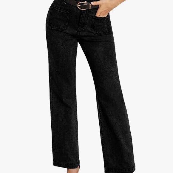 Ettelo Black high-waisted straight-leg trousers - Picture 6 of 8